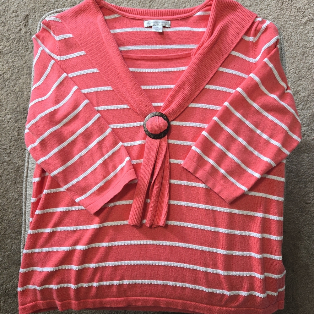 Christopher & Banks Striped Coral Sweater XL